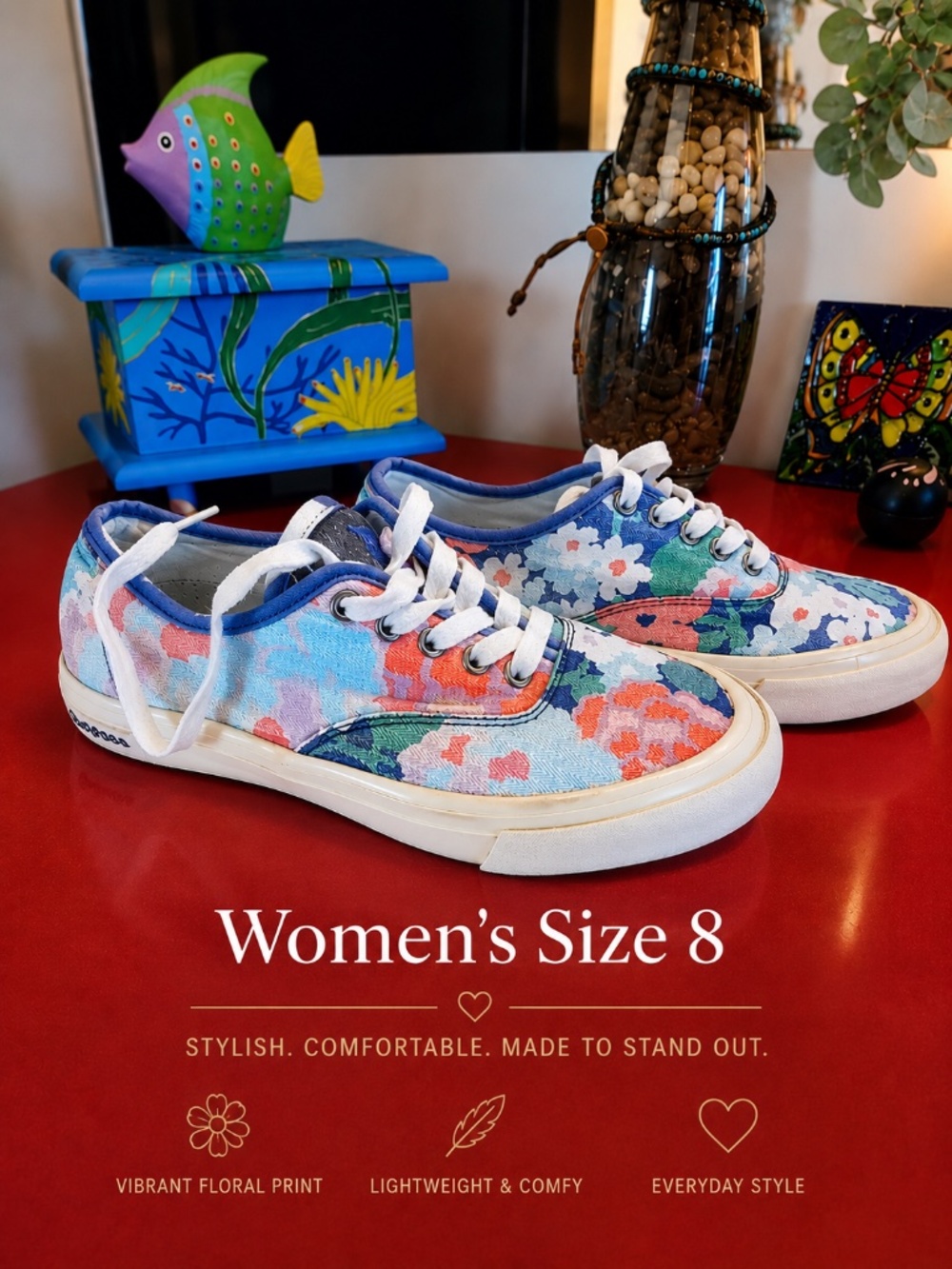Seavees-FunFloral - Women's- Sneakers SZ 8